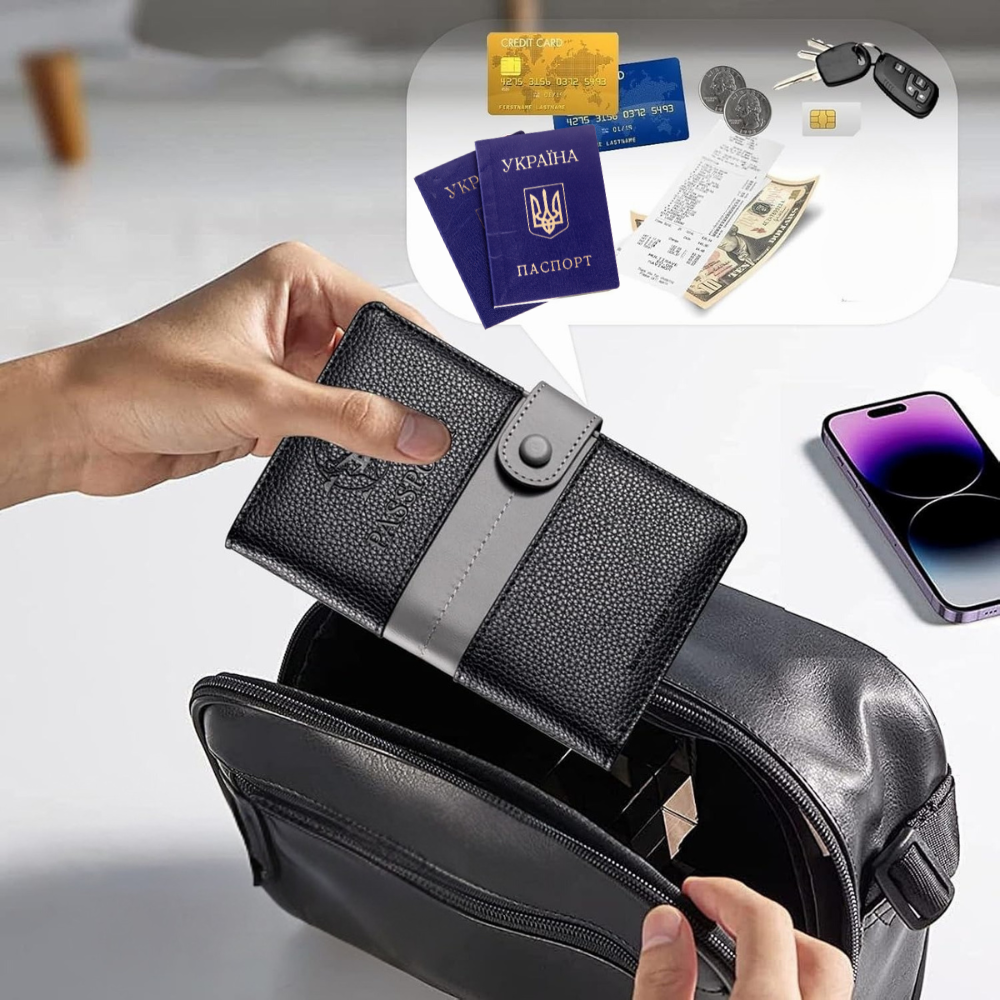 Обложка для паспорта, холдер дорожный для паспорта,удостоверения,банковских карт, билетов и документов,чёрный Каменец-Подольский - изображение 6