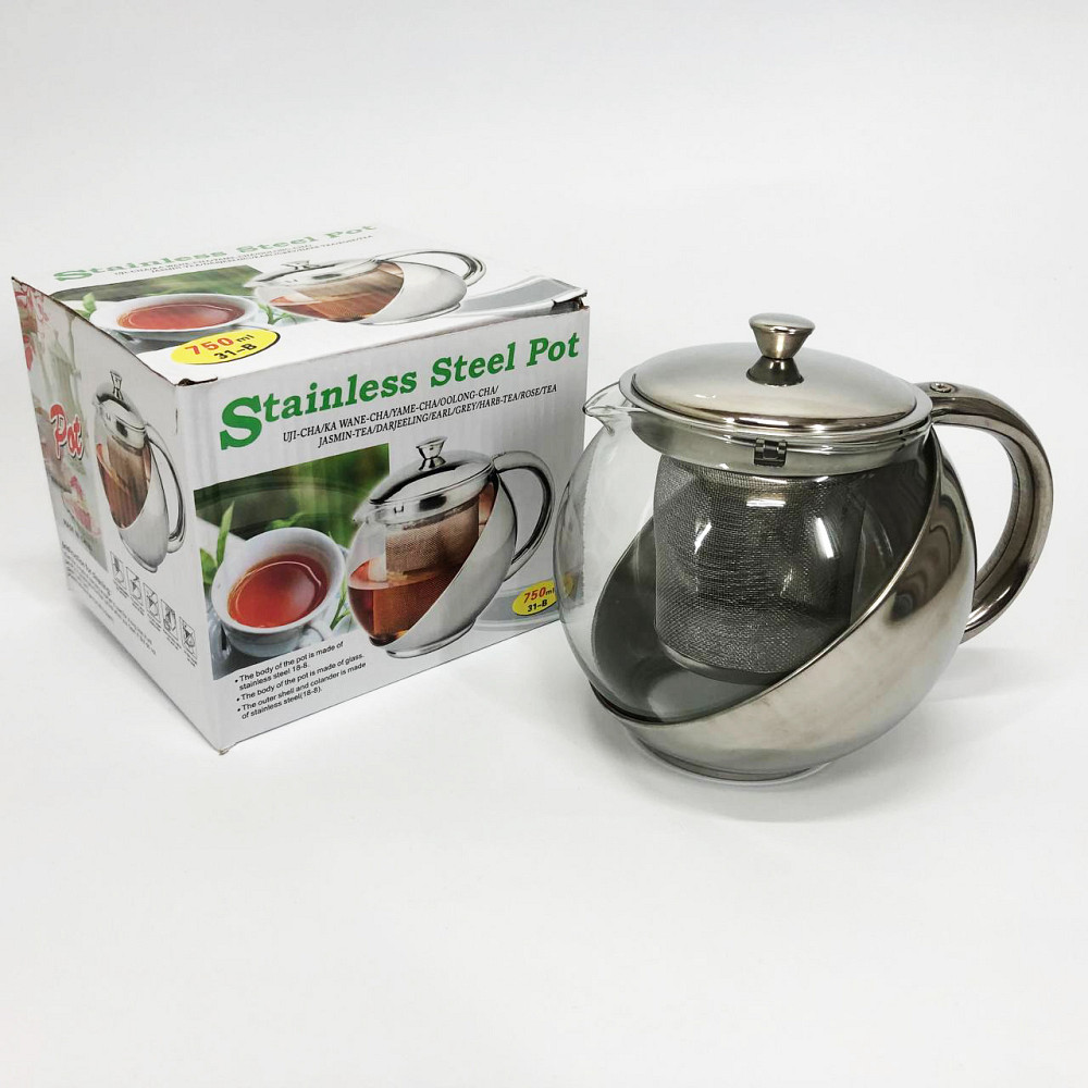 Скляний чайник з фільтром для заварювання чаю UNIQUE UN-1162 0.75 л, Красиві заварники для чаю PU-47 Львів - фото 9