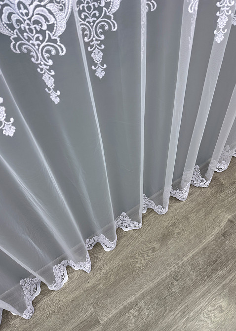 Тюль фатин с вышивкой и люрексом цвет холодный белый 1844т Киев - изображение 7