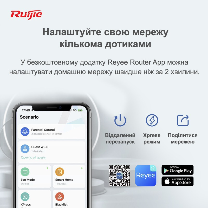 Бездротовий маршрутизатор Ruijie Reyee RG-EW1200G PRO Black Харьков - изображение 7