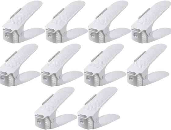 Органайзер для обуви 10 шт Белый Регулируемый двойной стеллаж 50% экономия места пластиковый Киев