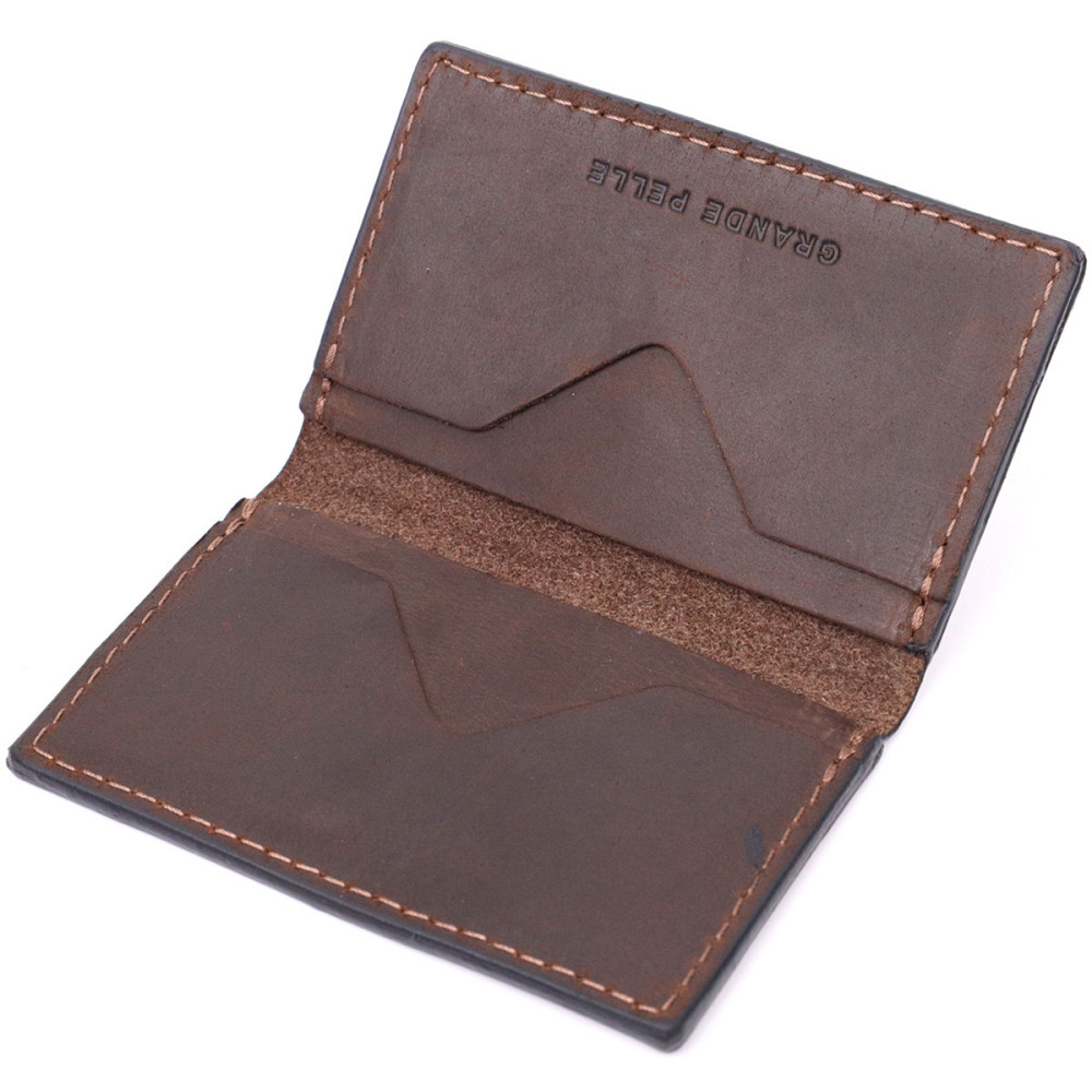 Практичний картхолдер з утримувачем для Apple AirTag з натуральної шкіри GRANDE PELLE 11606 Коричневий Київ - фото 6