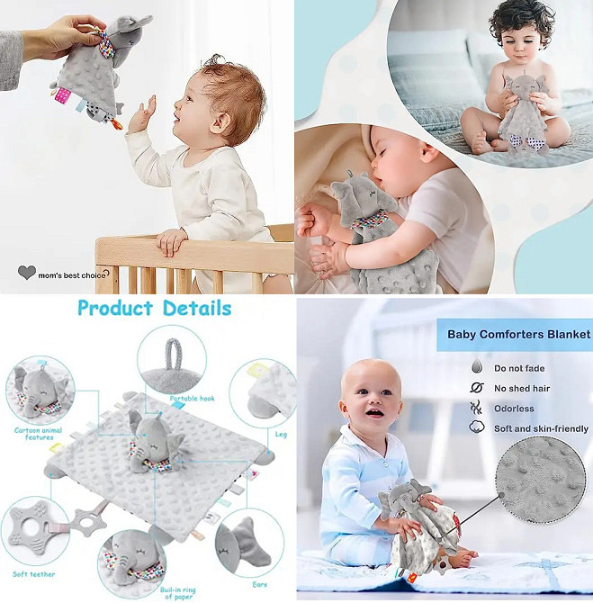 Игрушка Монтессори Слоненок для малышей, развивающая текстильная сенсорная игрушка для маленьких детей Каменец-Подольский - изображение 4