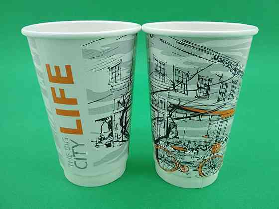 Стакан картонний 2х шаровий 505 мл малюнок (25 шт) Харків