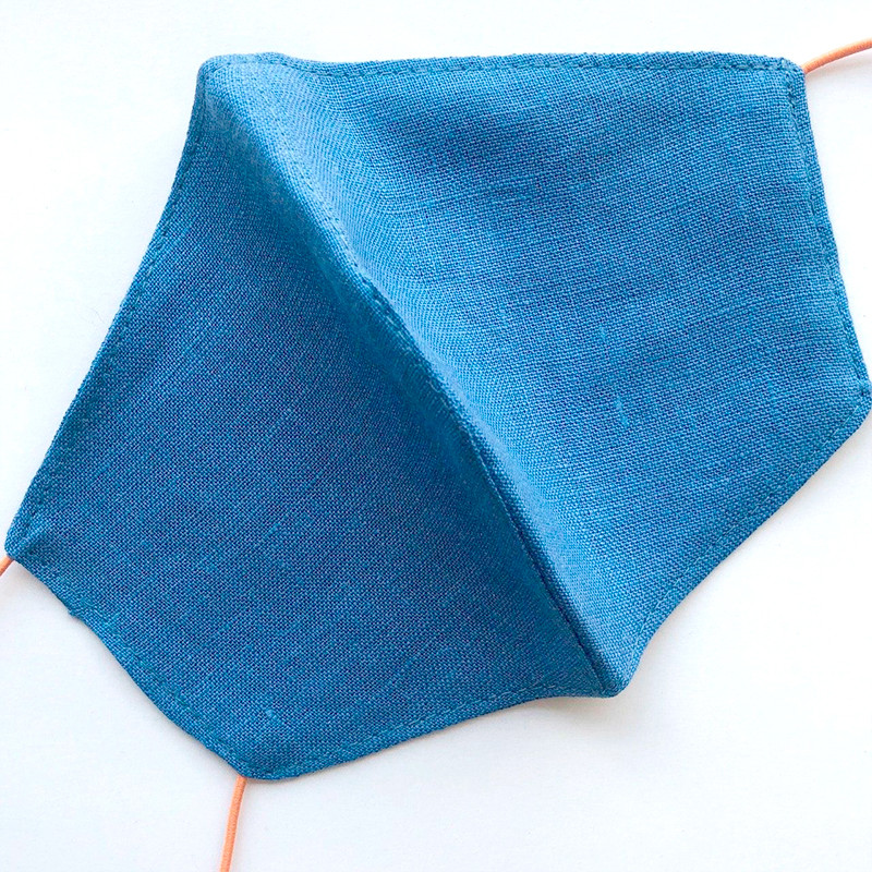 Маска захисна багаторазова зі 100% ЛЬОНу Розмір M (Синій) Суми - фото 2