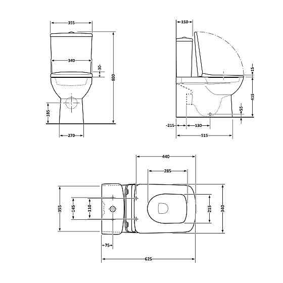 Унітаз-компакт Qtap Nando безобідковий із сидінням Soft-close QT12221222AW Київ