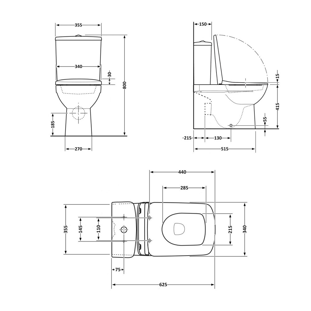 Унітаз-компакт Qtap Nando безобідковий із сидінням Soft-close QT12221222AW Київ - фото 2