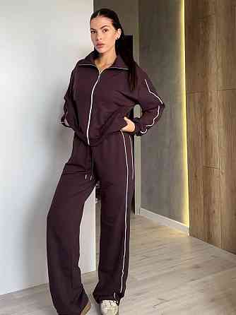 Женский стильный повседневный костюм двойка двунить Шоколад, 42/44 Одесса