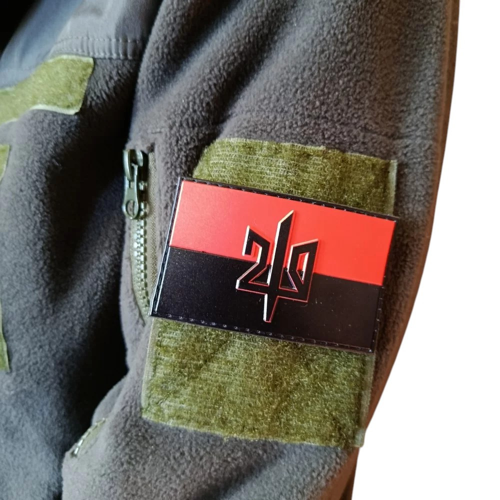 Патч / шеврон прапор червоно-чорний з гербом 210 ОШП Запорожье - изображение 3