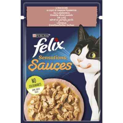 Влажный корм для кошек Purina Felix Sensations Sauces с лососем в соусе со вкусом креветок 85 г (7613039836026) Винница