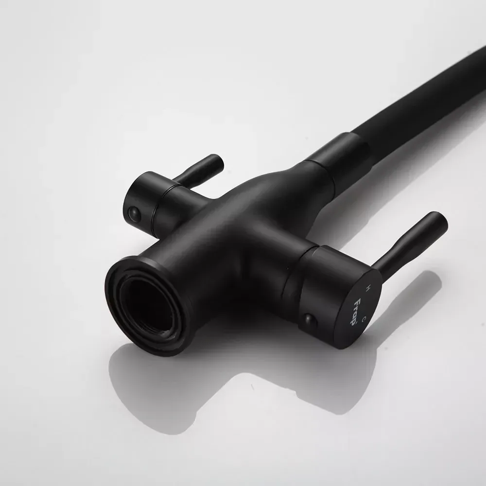 Смеситель для кухни под фильтр Frap F4396-6 с гибким изливом, черный Киев - изображение 4