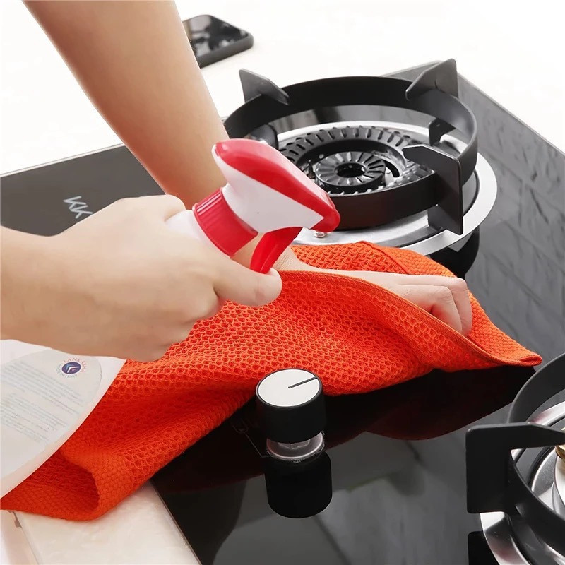 Набір кухонних рушників зі 100% бавовни - Вафельні серветки для кухні 34*34 см  6 шт Червоний Буча - фото 6