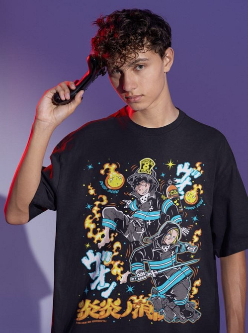 Футболка мужская аниме Фире Форке Схинра Кусакабе оверсайз (S/M/L) Черний AnimeJ0954 Днепр - изображение 9