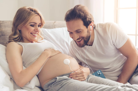 Пренатальні навушники для вагітних Mosalogic Baby Bump Belly Speaker Музичний плеєр для майбутніх мам Синій Київ