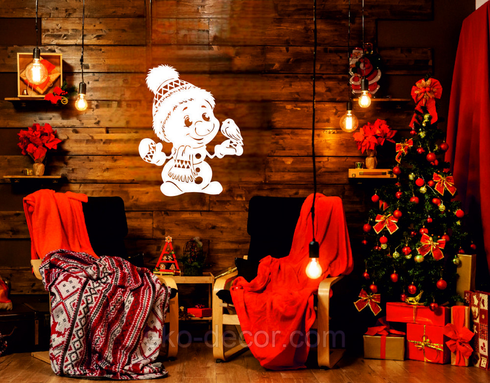 Декоративное настенное Панно «Снеговик», Декор на стену 70*55 см Киев - изображение 3