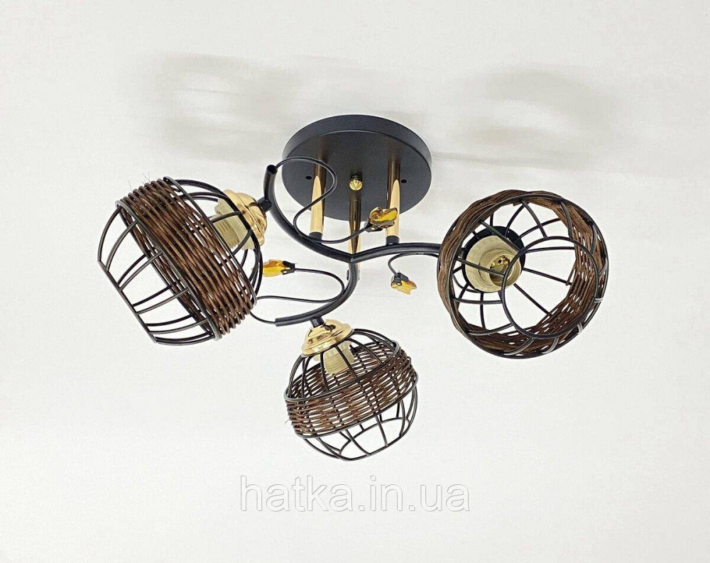 Потолочная люстра на 3 плафона 91188A/3 черный+хром Киев - изображение 1