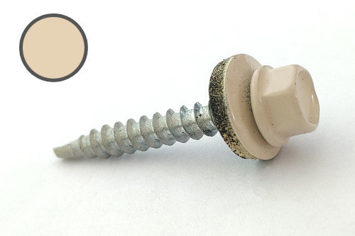 Саморез кровельный 4,8*35 DIN 7504K RAL 1015 по дереву (ящ. 1600шт) (цвет - слоновая кость светлый) APRO Ровно - изображение 1