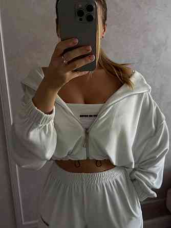 Женский повседневный стильный костюм тройка велюр Белый Одесса