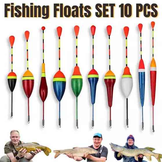 Набір ковзних поплавків овальної форми 10 шт, піна, 0.6–4.5 г, для риболовлі на середніх дистанціях Київ