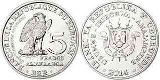 Burundi Бурунди - 5 Francs 2014 UNC птица Полтава