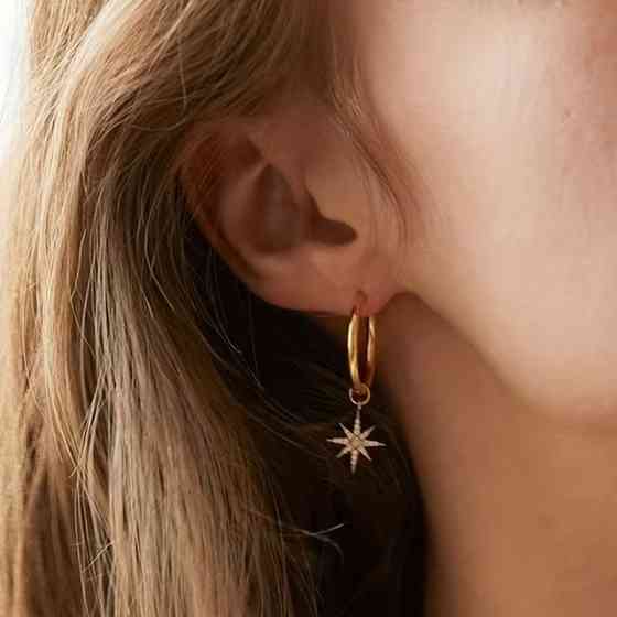 Асимметричные серьги-кольца Месяц и Звезда Киев