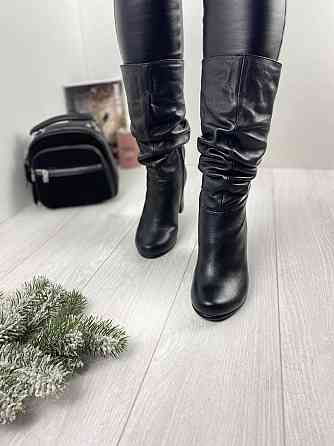 Nivelle Напівчоботи жіночі Nivelle чорні натуральна шкіра висота 24см обхват 34-36см каблук 9см Коломия