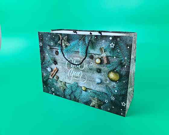 Бумажные пакеты большой горизонтальный 36/22/10  новоголний-18 (12 шт) Харьков