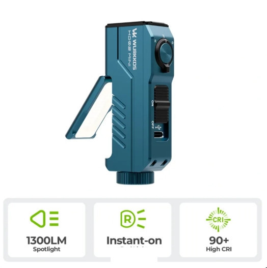 Ручной фонарь Wurkkos HD02 Mini 1300лм 204м (4 режима) 14500/AA Синий Киев - изображение 2