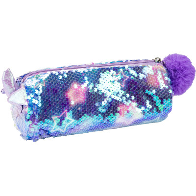 Пенал Cool For School с пайетками и помпоном 1 отделение синий (CF87062) Винница - изображение 1