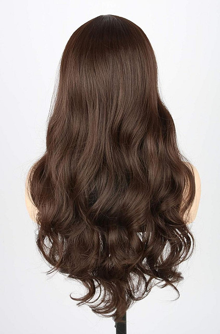 Парик женский темно-каштановый длинный волнистый, коричневые термостойкие искусственные синтетические волосы Киев - изображение 6