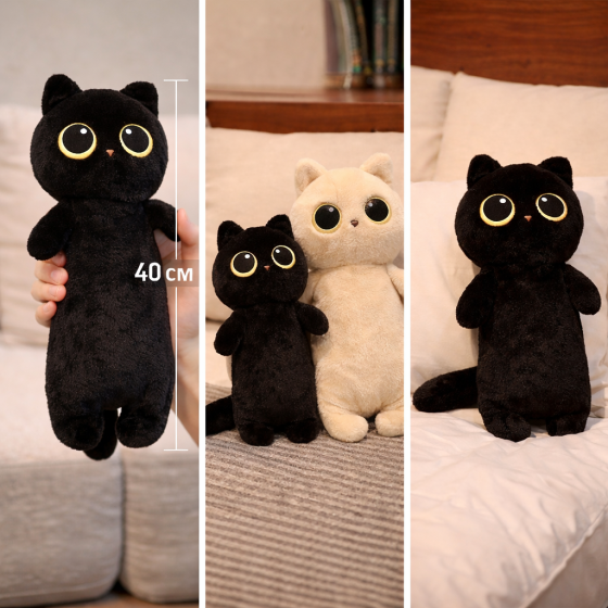Кот подушка-обнимашка 40 см - мягкая плюшевая игрушка “Кот батон” с большими глазами 40 Киев