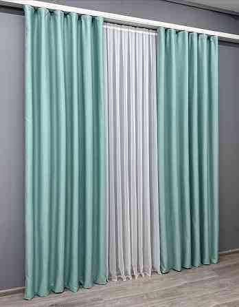 Комплект готовых штор VR-Textil Шенилл однотонный № 1697ш Светло-бирюзовый 150х270 см 2 шт (33-0596) Киев