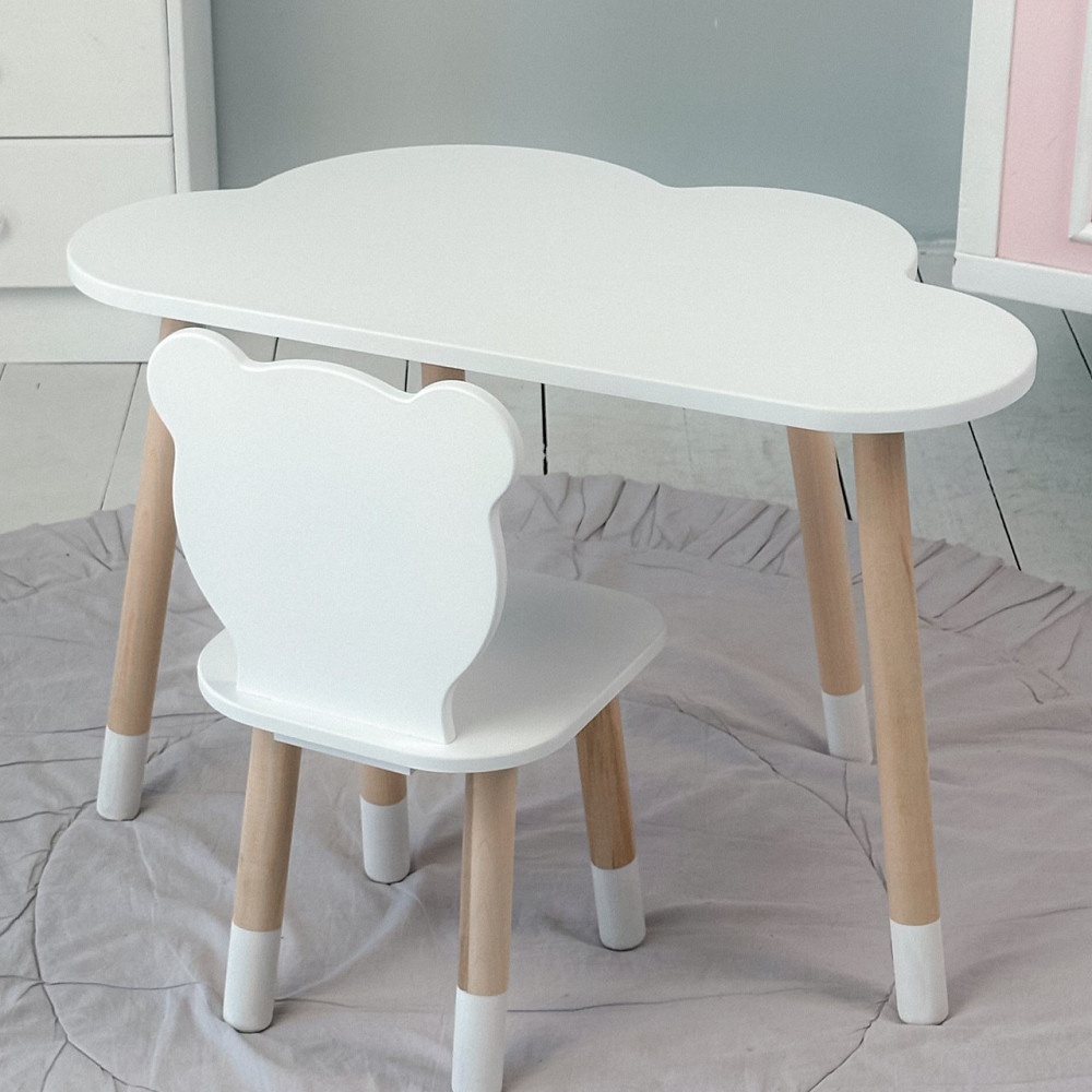 Стіл хмарка і стільчик дитячий  білий мішка. Столик для занять, ігор, їжі Київ - фото 9