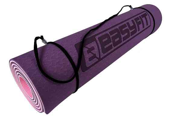 EasyFit Килимок для йоги та фітнеса EasyFit TPE+TC 6мм двошаровий + Чохол фіолетовий з рожевим Коломыя