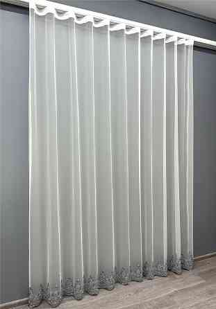 Тюль VR-Textil 1693т Грек-сітка з вишивкою і люрексом Молочний з сірим 350х250 см (42-0807) Київ