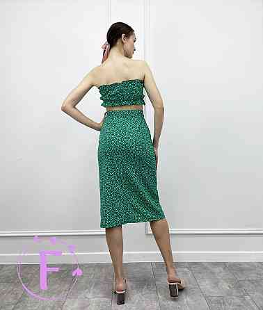 Летний топ с рюшами «Ruffie» оптом 48, Зелений, В горошок Киев