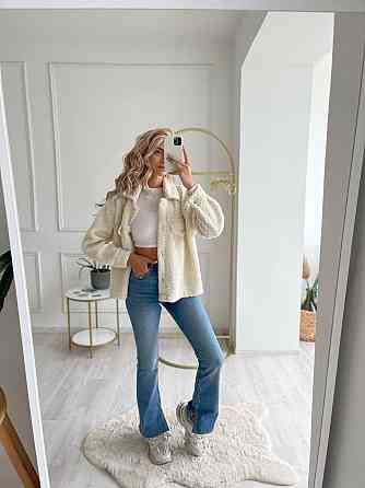 Женская укороченная куртка-рубашка из мягкой овчины Тедди Одесса