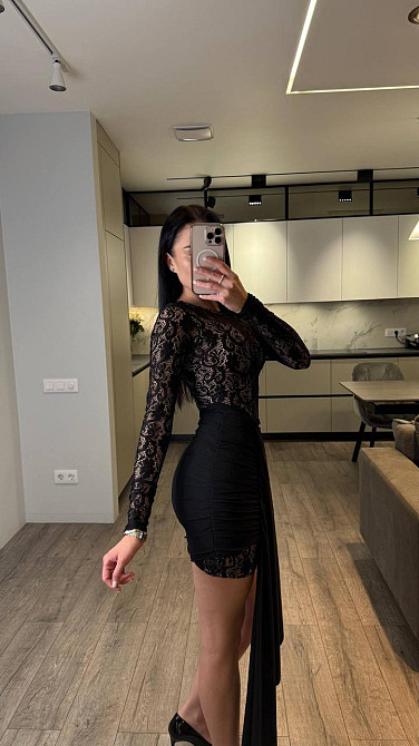 Жіноче романтичне мініплаття зі шлейфом мереживо + трикотажна підкладка Чорний, 44/46 Одеса - фото 5