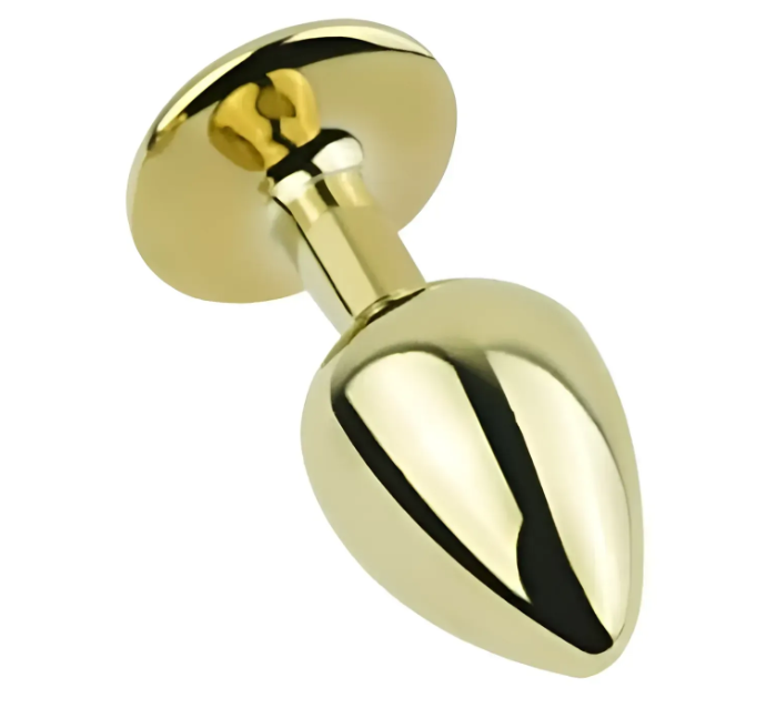 Анальна пробка із кристалом EGZO - Gold Round Plug Red size S Sex Aura Київ - фото 3