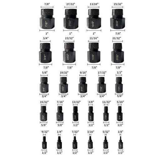 Набір екстракторів 25шт для пошкоджених болтів, гвинтів, CrMo сталь Вінниця