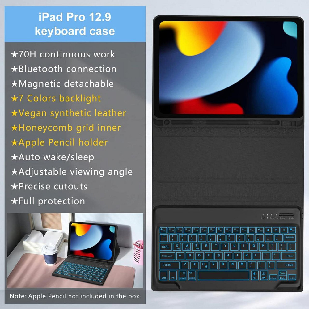 Чохол з клавіатурою для iPad Air 6 2024 11"/ Air 5 2022/Air 4 2020 10.9"/ iPad 4-го покоління 10.9 / iPad Pro 11 2018 чорний Дніпро - фото 9