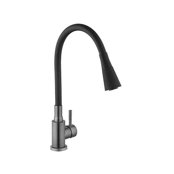 Змішувач для кухні з гнучким виливом Kroner KRP Edelstahl Klassisch — PVD031BLK графіт/чорний Київ