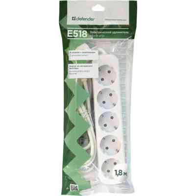 Мережевий подовжувач Defender E518 1.8 m 5 роз white (99229) Вінниця