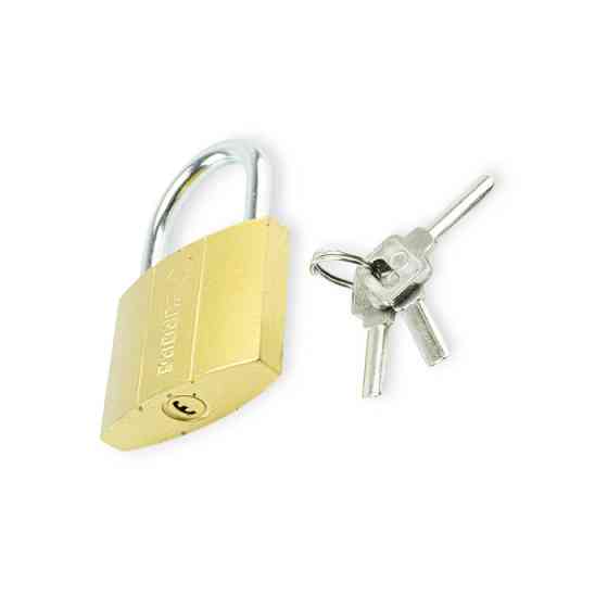 Замок навісний "дужка" 48 мм, латунь, лазерний ключ 3 шт, жовтий Мукачево