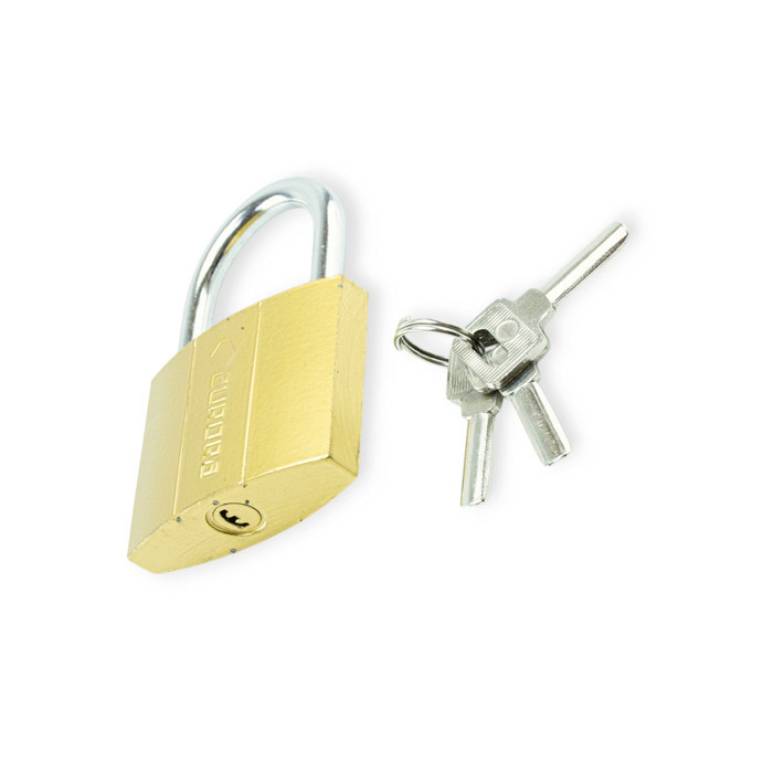 Замок навісний "дужка" 48 мм, латунь, лазерний ключ 3 шт, жовтий Мукачево - фото 1