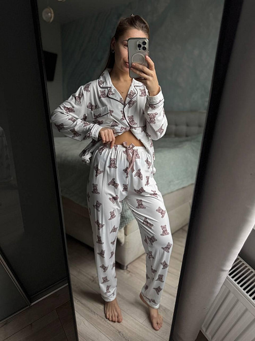 Женский домашний комплект двойка с мишками коттон XL Одесса - изображение 3