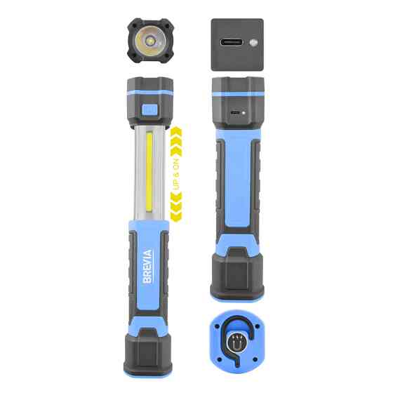 Лампа инспекционная Brevia LED телескопическая 3W COB+1W LED 300lm 2000mAh, Type-C Львов
