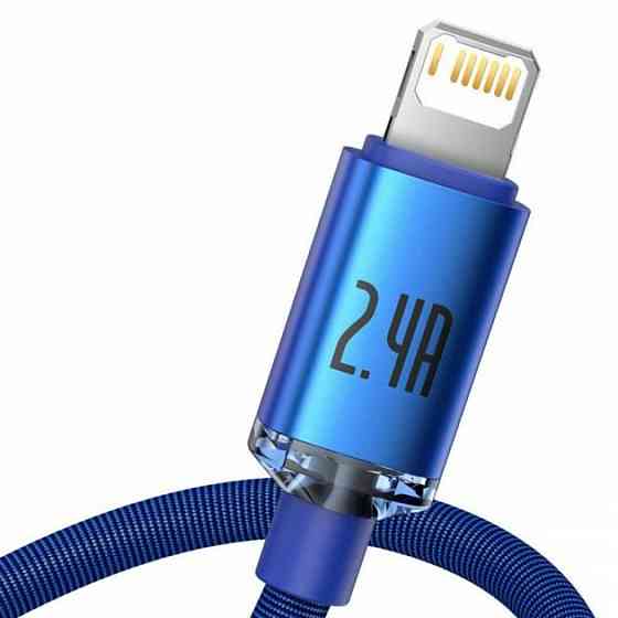 Кабель Baseus Crystal Shine Series Fast Charging Data Cable USB to iP 2.4A 1.2m Blue Киев