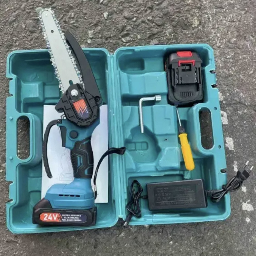 Top! Акумуляторна 6" Ланцюгова пилка для обрізання дерев з 2 акумуляторами в кейсі 8169 Одеса - фото 1