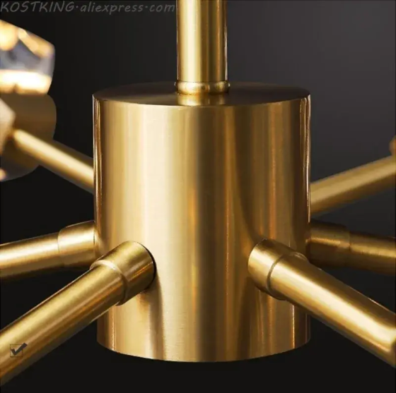 Світлодіодна кришталева люстра Смарагд 8612 (Золота) на 6 плафонів Вінниця